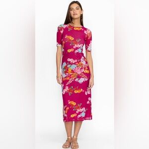 Johnny Was Golden Bouquet Mesh Midi Dress